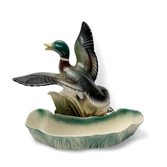 Vintage Lane & Co Ceramic Mallard Duck TV Lamp & Planter Working - Picture 1 of 12